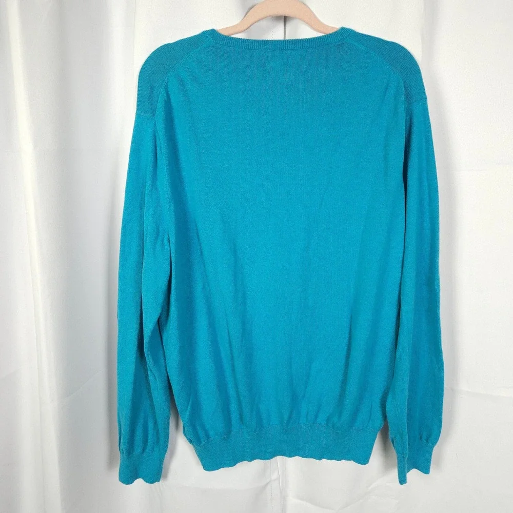 J.Crew Cotton Cashmere V-Neck‎ Pullover Sweater Men's XL Blue - Picture 3 of 7